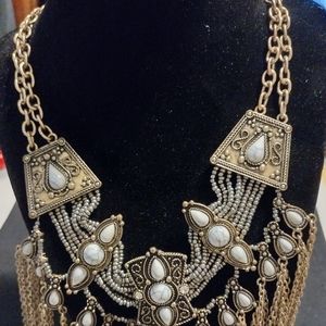 Vintage Statement Gold Tone Necklace
